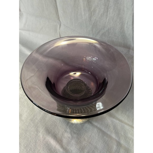 Vintage Rare Carl Erickson Controlled Bubble Glass Amethyst Purple Compote Vase - Picture 3 of 6